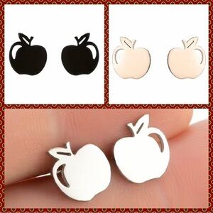 Apple for the School Teacher Stainless Steel Stud Small Earrings #1123